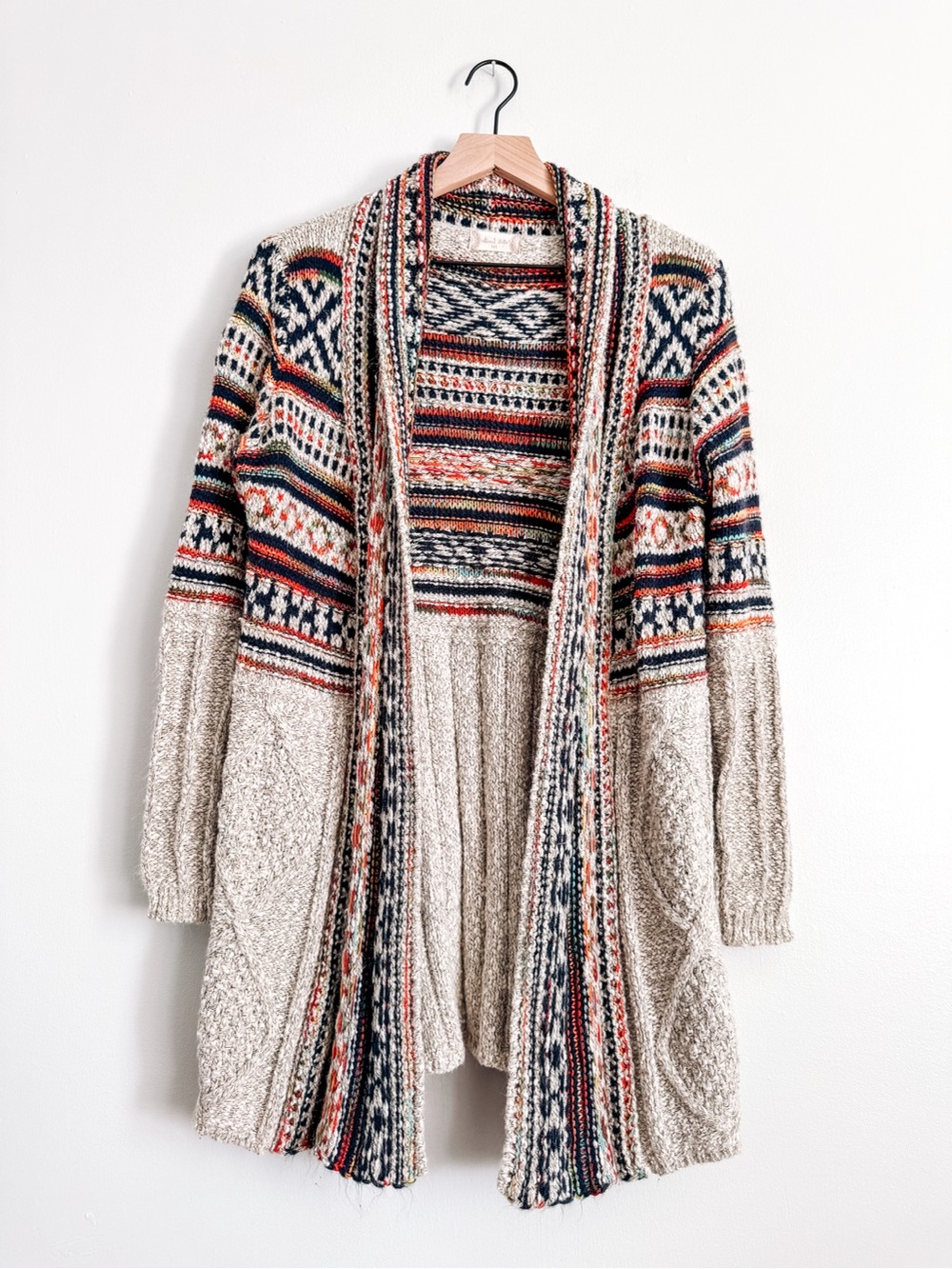 Altar’d State Fair Isle Cardigan Sweater M Cream Multicolor Boho